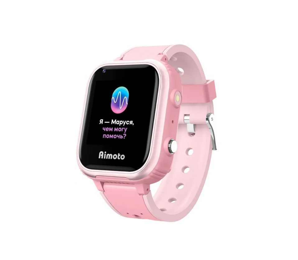 Умные часы для детей Aimoto IQ 4G розовые с голосовым помощником Маруся с GPS геолокацией, антиспам, #1