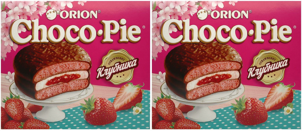 Пирожное Choco Pie Клубника, комплект: 2 упаковки по 360 г #1