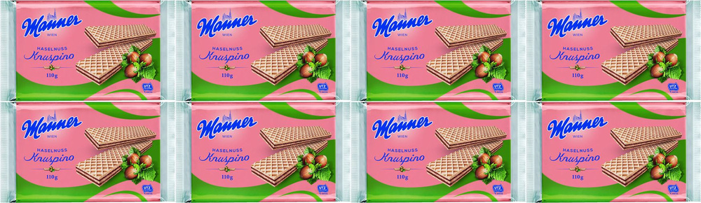 Вафли Manner Кнуспино с ореховым кремом, комплект: 8 упаковок по 110 г  #1
