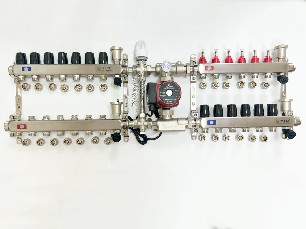 Комплект для подключения тёплого водяного пола на 6 выходов и радиаторов отопления 7 шт  #1