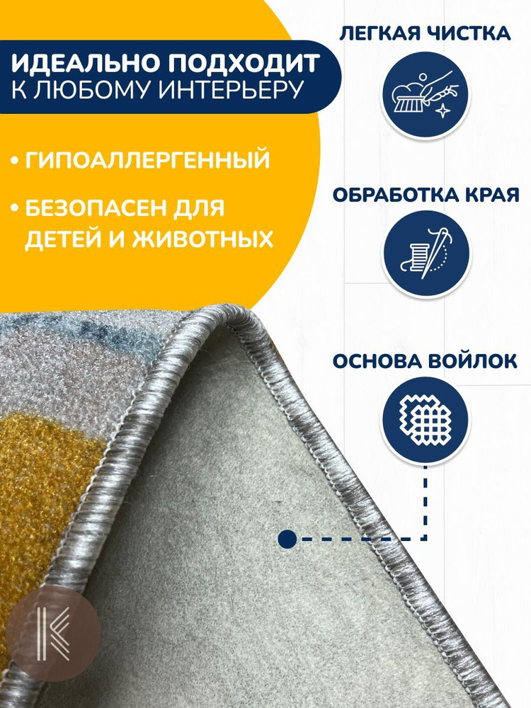 Ковер палас на пол, размер: 1,5х1,5 м (150 х 150 см) безворсовый в спальню гостиную на кухню 213_6364_SCANDINAVIA_n #1