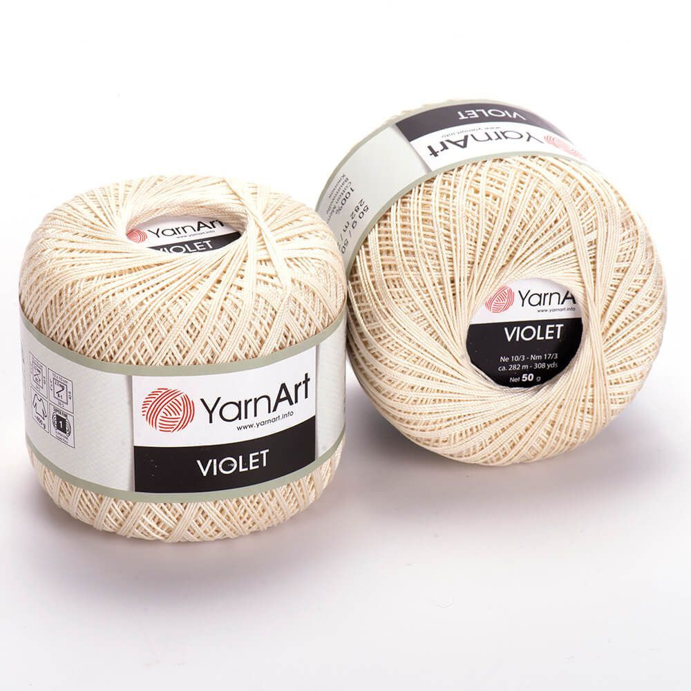 Пряжа хлопковая YarnArt Violet Ярнарт Виолет, 6282 молоко, 50 гр/282 м 6 шт/упак 300гр  #1