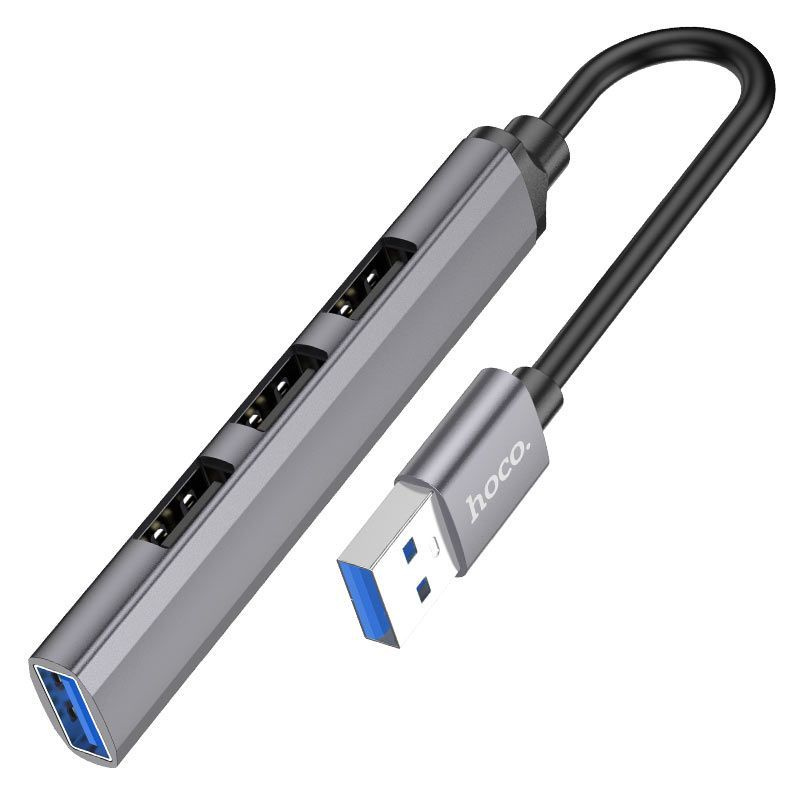 USB хаб 4-в-1, HB26, USB3.0+USB2.0*3, серый металлик #1