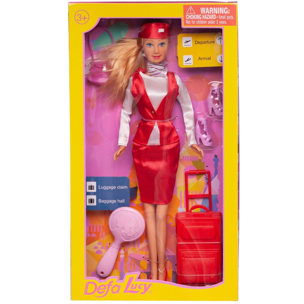 Игровой набор Кукла Defa Lucy Стюардесса в красно-белой форме, игровые предметы, 29 см  #1