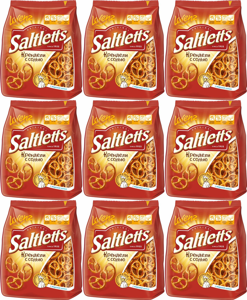 Крендельки Saltletts Lorenz с солью классические, комплект: 9 упаковок по 150 г  #1