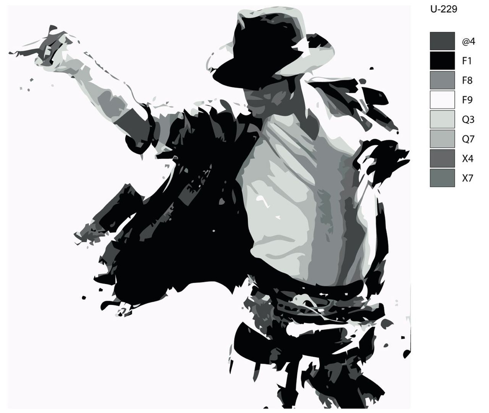 Картина по номерам U-229 "Майкл Джексон в черно-белом цвете" 40x40 см  #1
