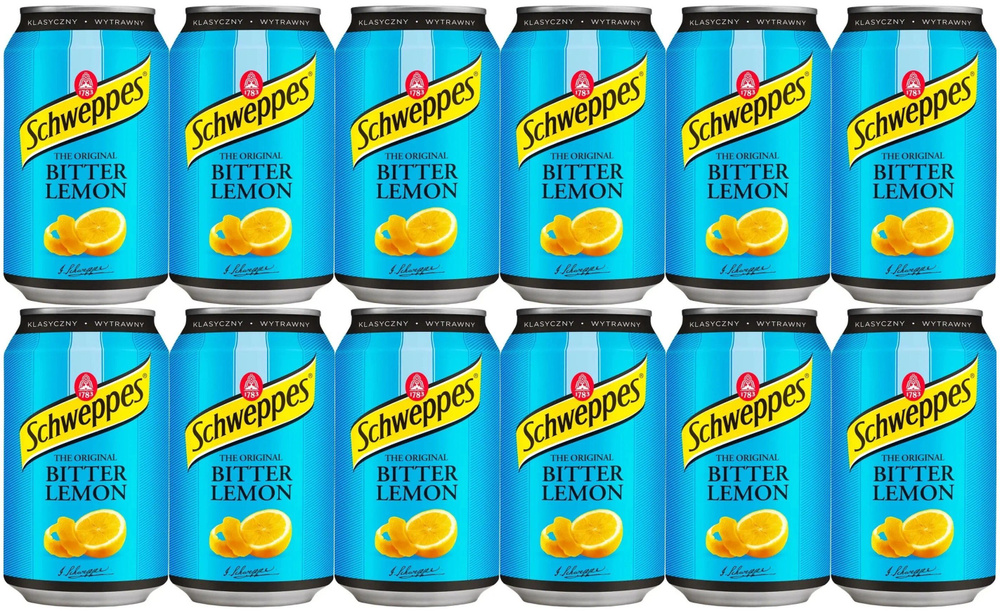 Газированный напиток Schweppes Bitter Lemon (Швепс Биттер Лимон) 0.33 л ж/б упаковка 12 штук (Польша) #1