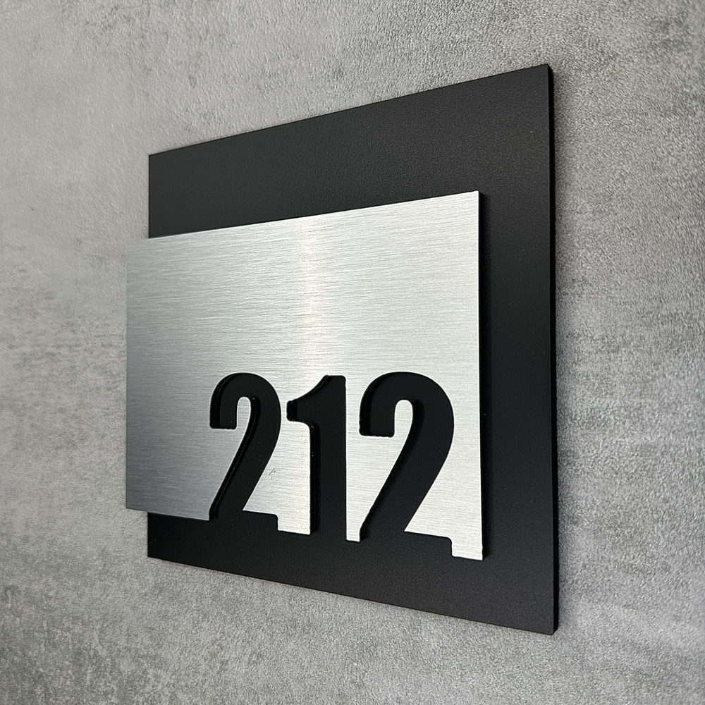 Цифры на дверь квартиры, табличка самоклеящаяся номер 212, 15х12см, царапанное серебро  #1