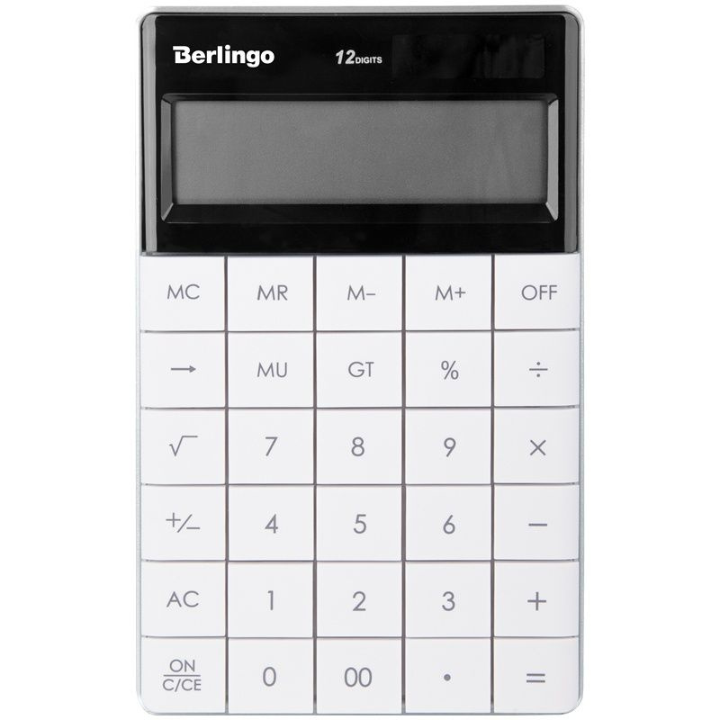 Калькулятор настольный Berlingo "Power TX", 12 разрядов, двойное питание, 165х105х13 мм, белый (CIW_100) #1