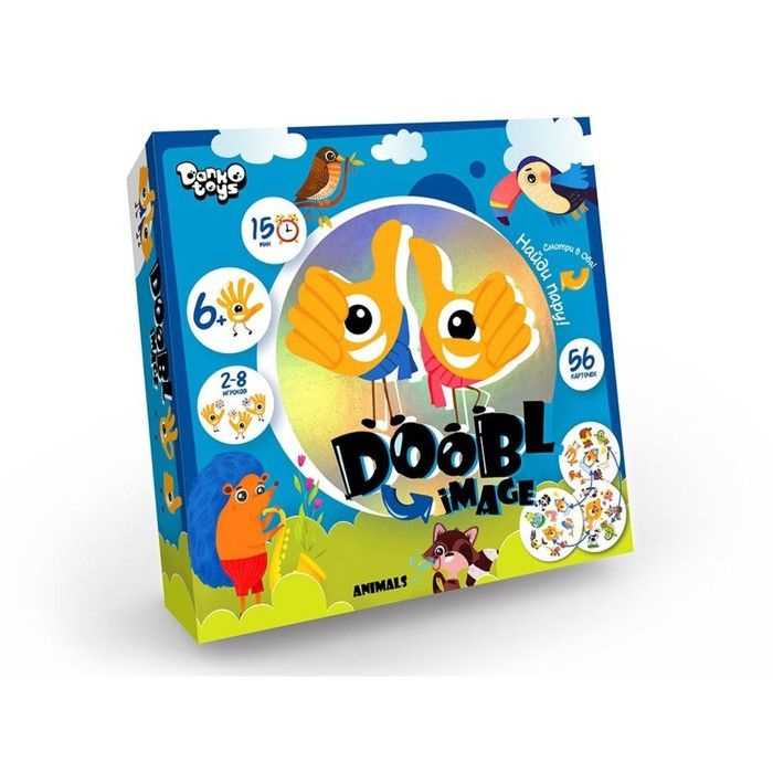 Детская настольная игра Двойная картинка серии Doobl Image ANIMALS (синяя коробка), круглые карты DBI-01-03 #1