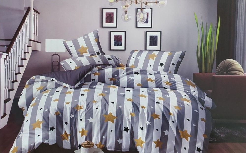 Золотая линия Комплект постельного белья, Полисатин, 1,5 спальный, наволочки 70x70  #1
