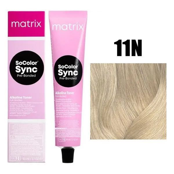 Matrix Тонирующая крем-краска для волос без аммиака SoColor Sync Pre-Bonded, 11N (11.0) Ультра светлый #1