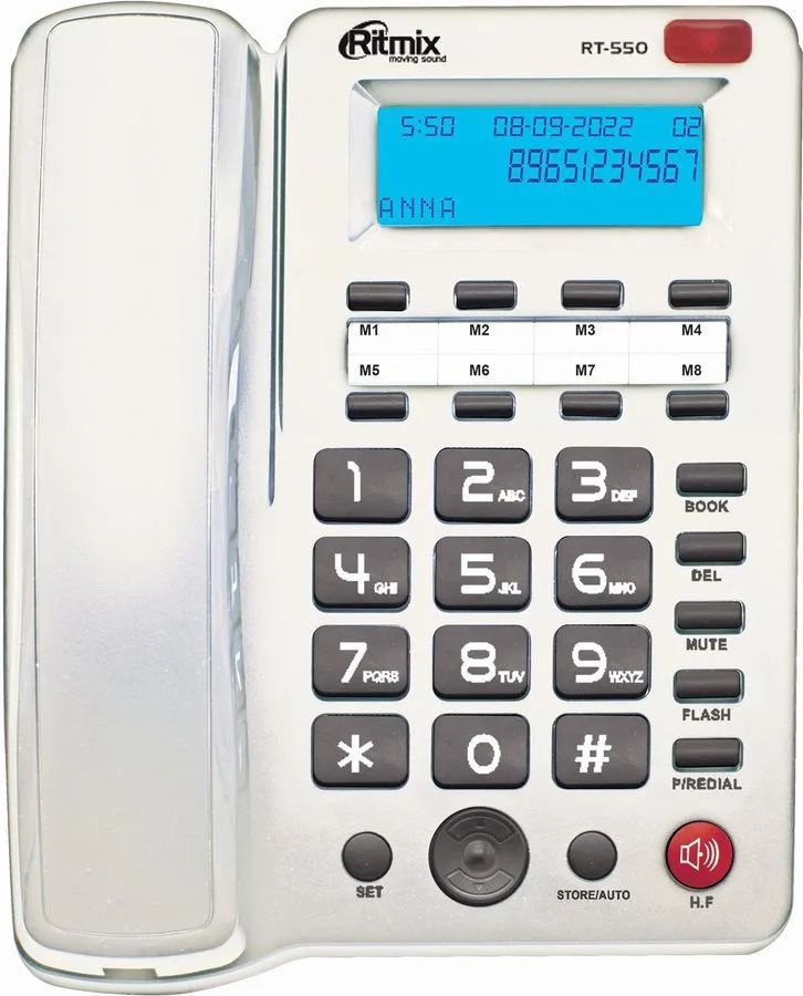 Проводной телефон Ritmix RT-550, белый и серый RITMIX RT-550 White #1