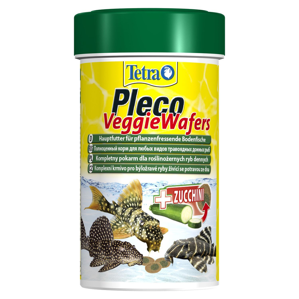 TetraPleco Veggie Wafers корм-пластинки с добавлением цуккини для донных рыб 100 мл  #1