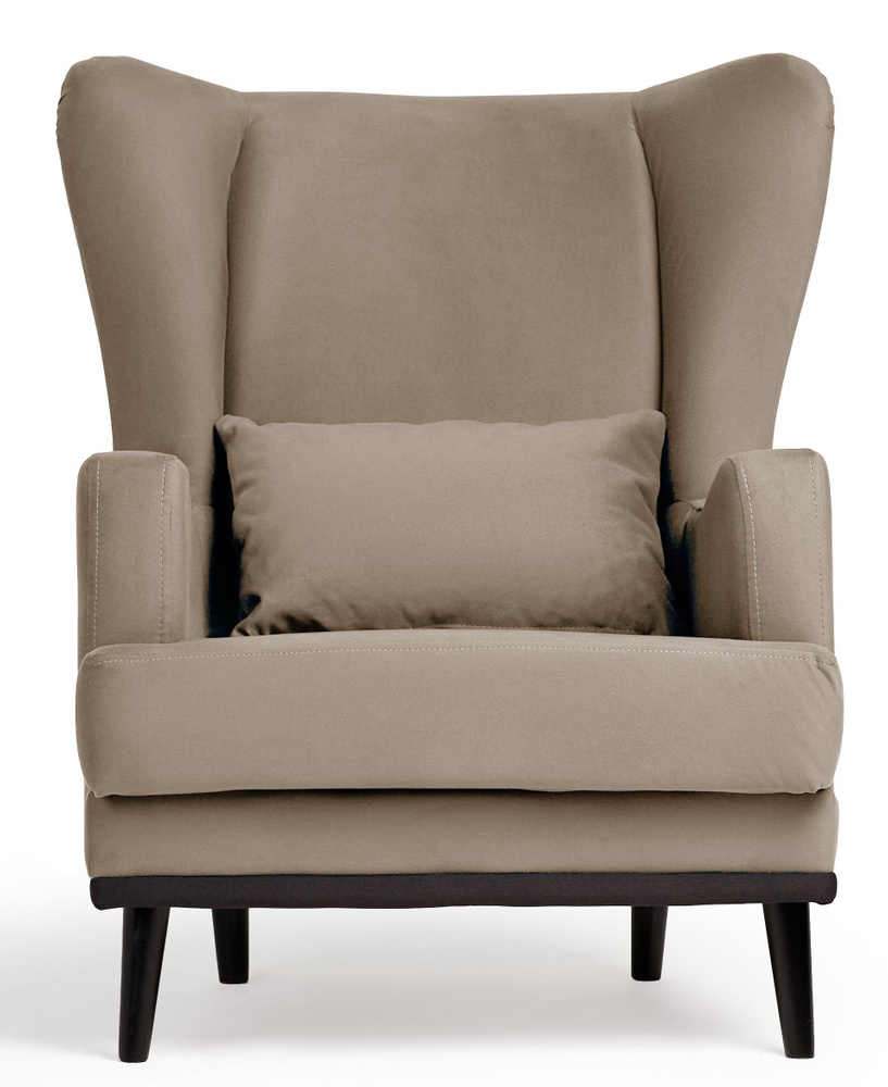 Кресло Вегас мягкое для отдыха дома, на ножках, велюр Zara Light 04, 75х85х90 (ШхГлхВ)  #1