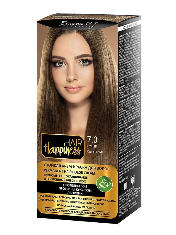 Белита-М Крем-краска для волос HAIR HAPPINESS стойкая тон 7.0 РУСЫЙ  #1