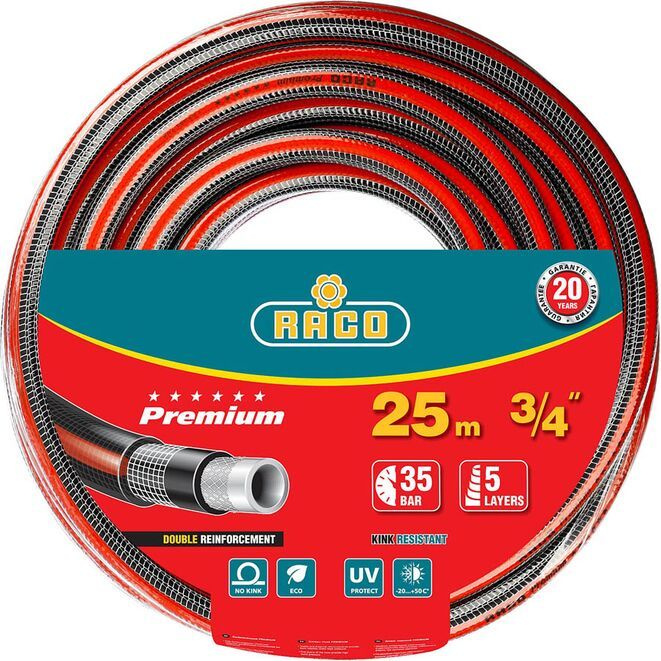 Поливочный шланг RACO PREMIUM 3/4" 25 м 35 атм пятислойный усиленный двумя слоями армирования  #1