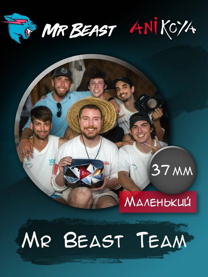 Значки на рюкзак Мистер Бист - Team MrBeast набор мерч #1