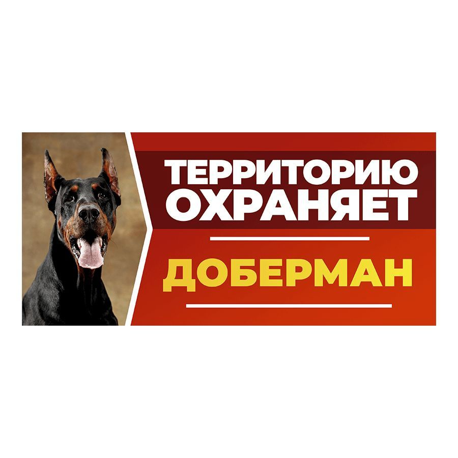 Табличка, DANGER DOG, Доберман, на забор, 30см х 14см #1