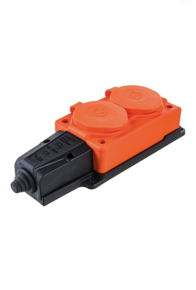 Колодка электрическая для удлинителя колодка двойная NE-AD 2-нг с/з с крышками 16А, IP54, оранжевый/черный #1