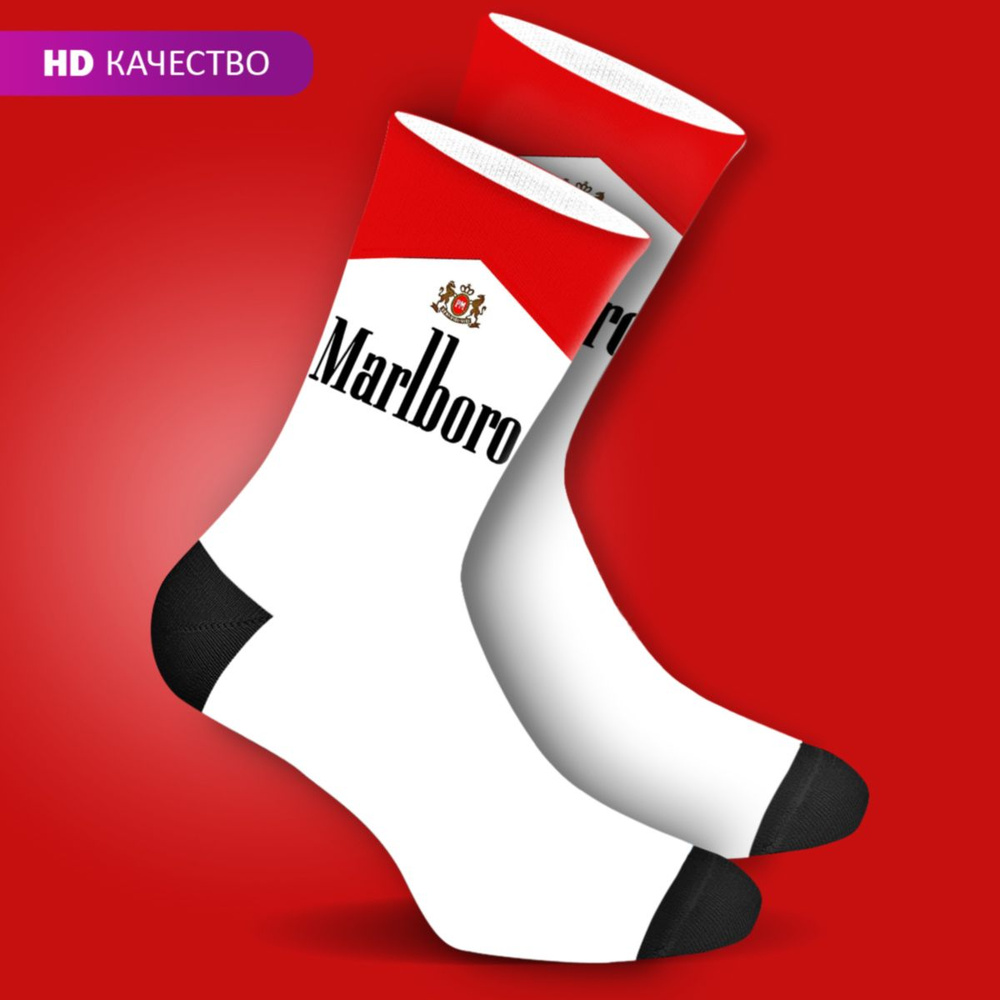 Носки mimisocks Носки с принтом "Marlboro - Мальборо", 1 пара #1