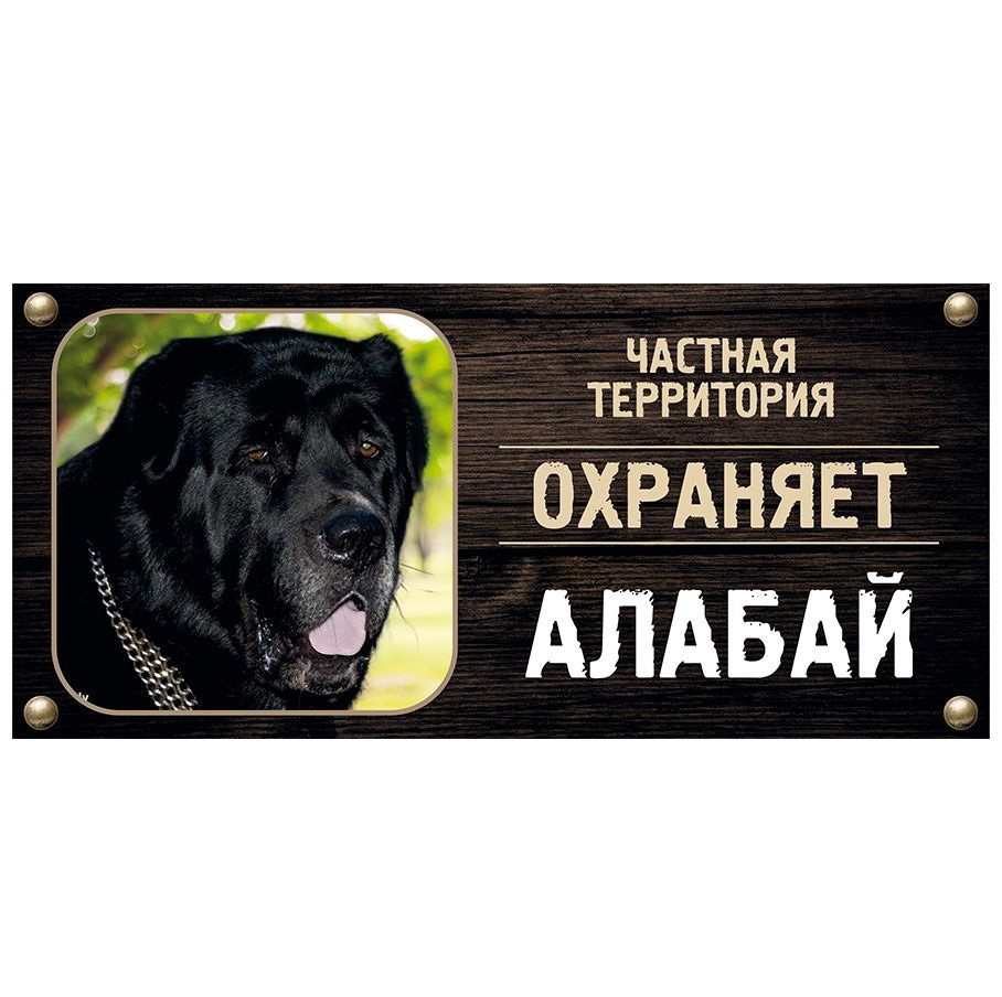 Табличка, Злая собака, Территорию охраняет Территорию охраняет Алабай, на металлической основе, 30см #1
