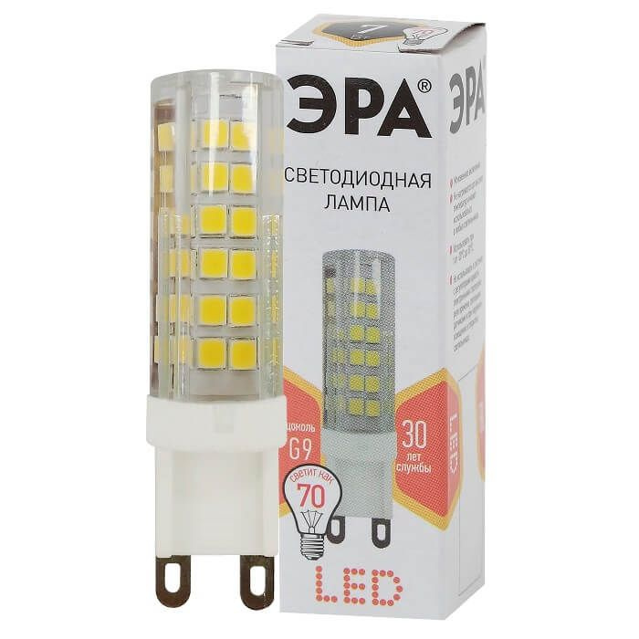 Лампочка светодиодная ЭРА STD LED JCD-7W-CER-827-G9 G9 7Вт керамика капсула теплый белый свет (6 шт) #1