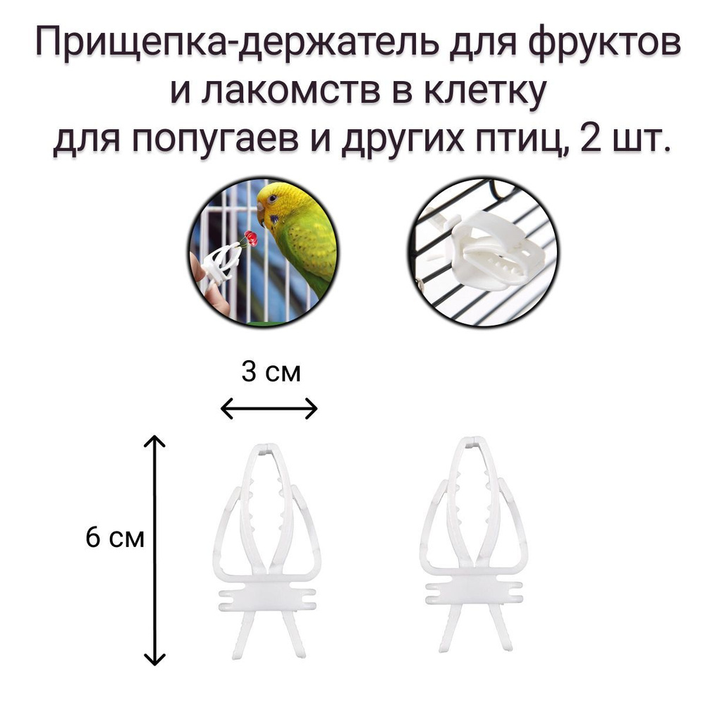 Прищепка-держатель/Кормушка в клетку для фруктов и лакомств в клетку для попугаев и других птиц  #1