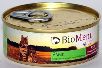 Полнорационный влажный корм BioMenu консервы для кошек паштет с Языком 100г  #1