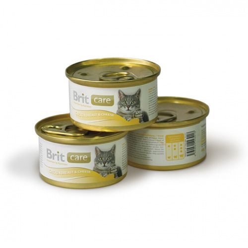 Brit Care Chicken Breast & Cheese / Консервы Брит для кошек Куриная грудка с сыром, 80г x 12шт  #1