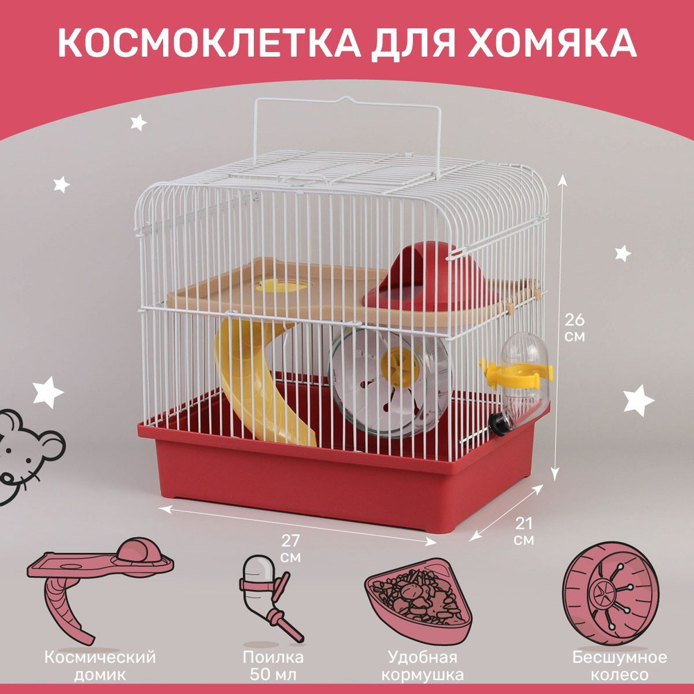 Клетка для хомяка джунгарика, для грызунов двухэтажная 27 x 21 x 26 см -  купить с доставкой по выгодным ценам в интернет-магазине OZON (1030294875)