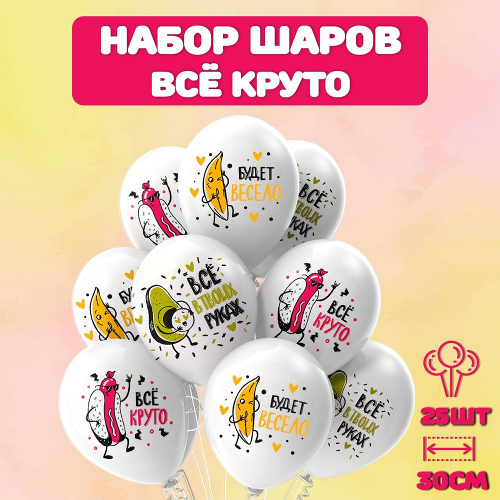 Шарики воздушные на День рождения с приколами, 25шт / Воздушные шары с приколами на день рождения  #1