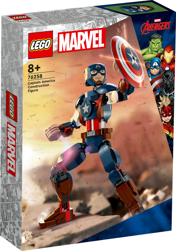 Конструктор LEGO Super Heroes Сборная фигурка Капитан Америка, 310 деталей, возраст от 8+, 76258  #1