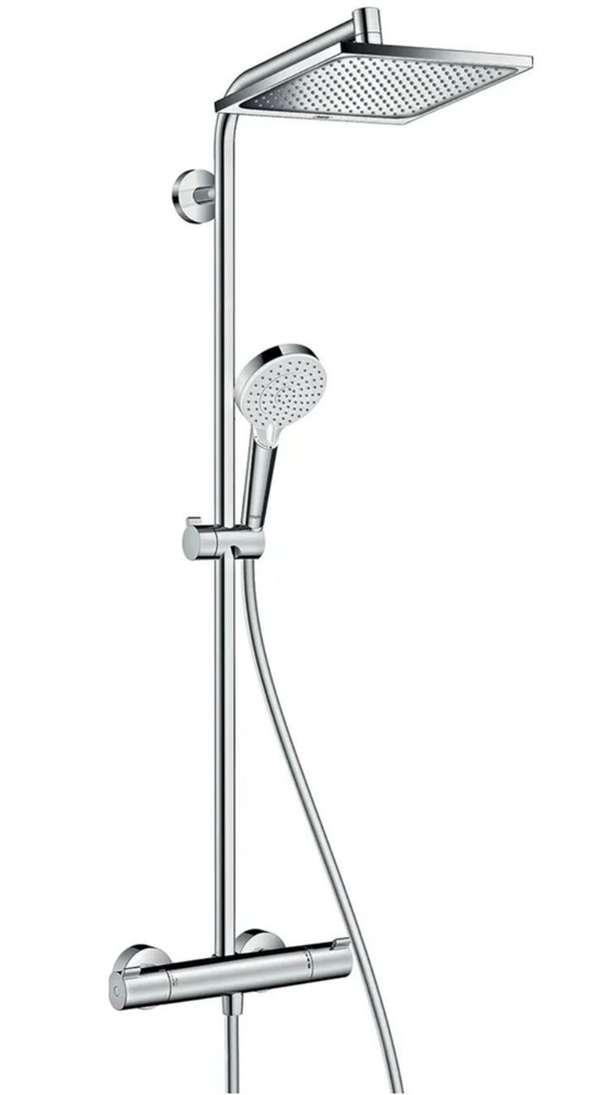 Душевой комплект Hansgrohe Crometta Е 240 1jet Showerpipe с термостатом 27271000, хром  #1