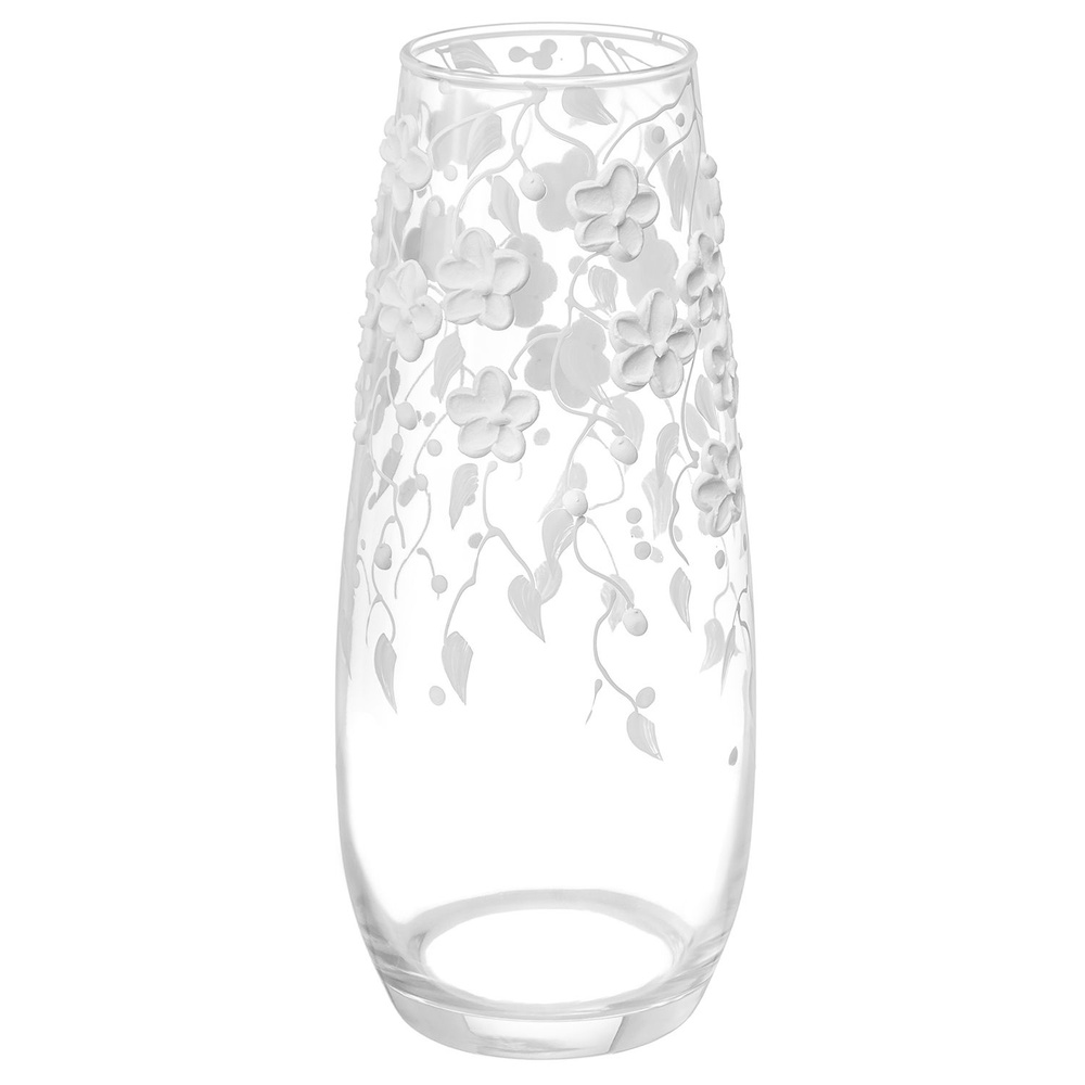 Elan Gallery Ваза "11х11х26 см Белые цветы капля ваза для цветов/декоративная/для интерьера/стеклянная/настольная/Идеальный #1