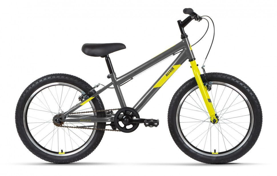 Велосипед ALTAIR MTB HT 20 1.0 (20" 1 ск. рост. 10.5") 2022, темно-серый/желтый, IBK22AL20077  #1