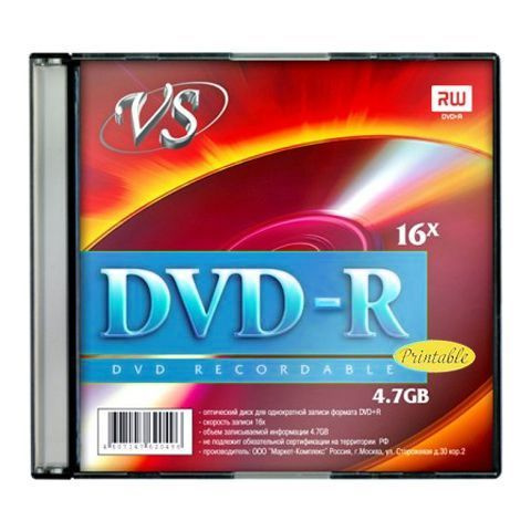 Диск VS DVD-R 4,7 GB 16x SL/5 Ink Print #1