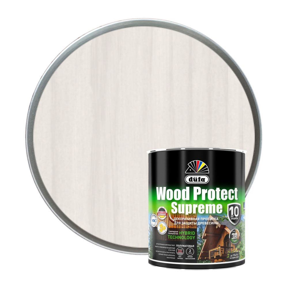 Пропитка декоративная для защиты древесины алкидная Dufa Wood Protect Supreme белая 0,75 л  #1