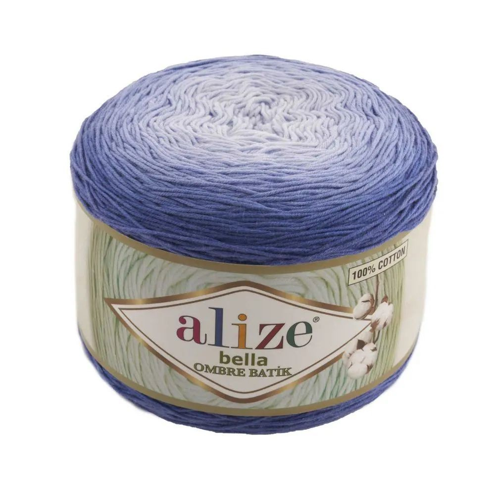 Пряжа Alize Bella Ombre batik - 7407 (джинс) 1 моток 100% хлопок 250г. 900м. Ализе Белла Омбре Батик #1