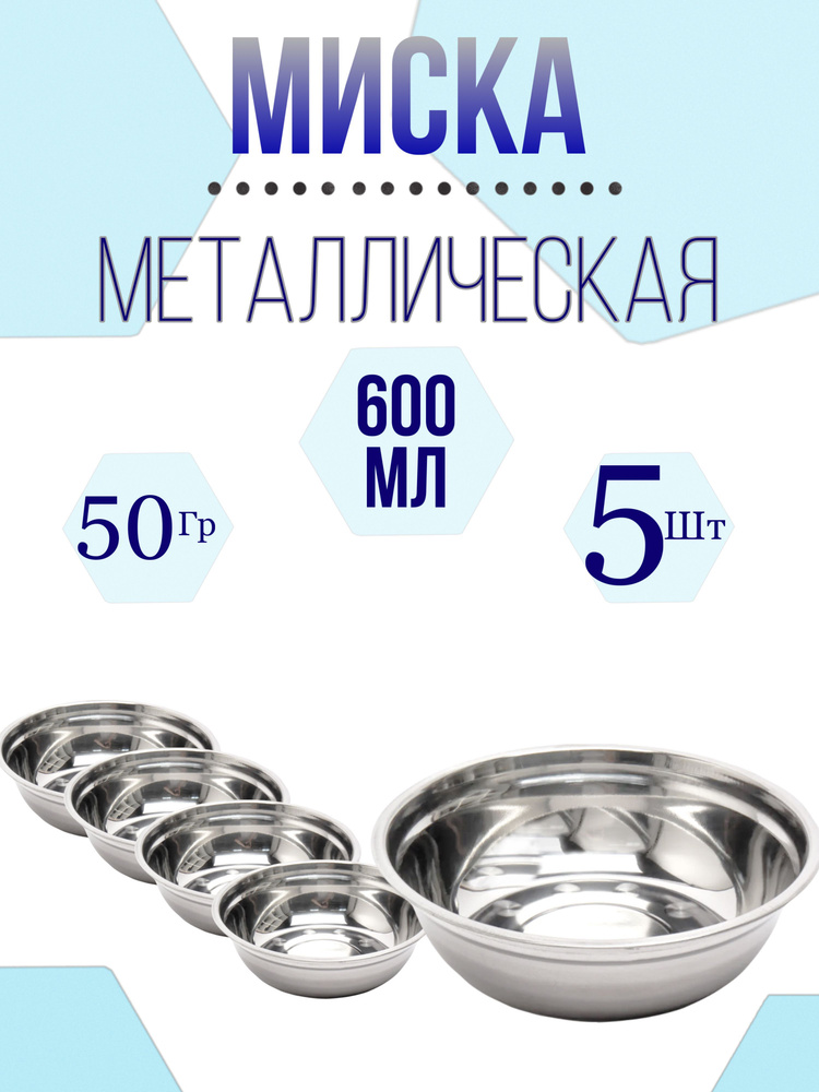 Набор посуды для похода, рыбалки и пикника, 600 мл 5 шт, тарелка металлическая  #1