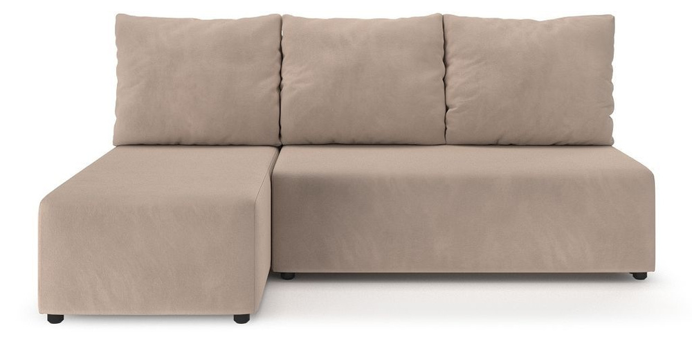 Угловой диван-кровать PUSHE раскладной Каир Lux, левый угол, велюр, бежевый Balance 130  #1
