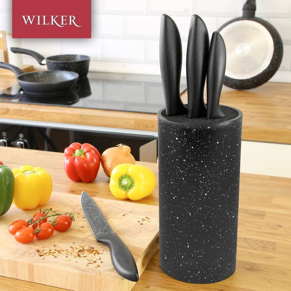 Одинарная черная подставка для ножей любого размера и формы с наполнителем WILKER  #1