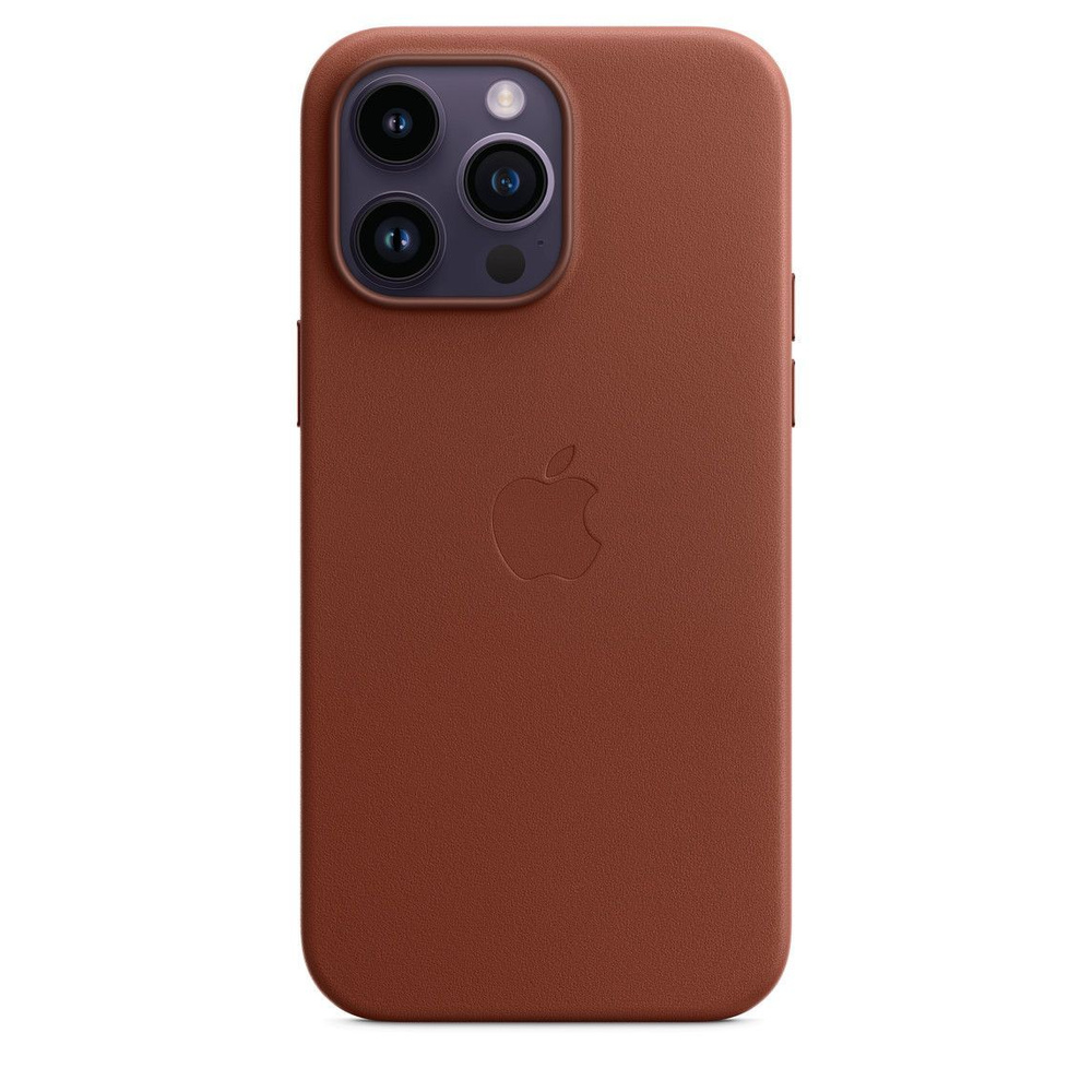Панель-накладка Apple Leather Case with MagSafe Brown для 15 Pro Max (с логотипом)  #1