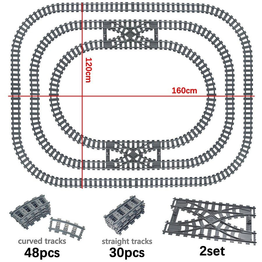 Набор городских поездов с гибкими дорожками, разветвленными прямыми изогнутыми рельсами, строительными #1