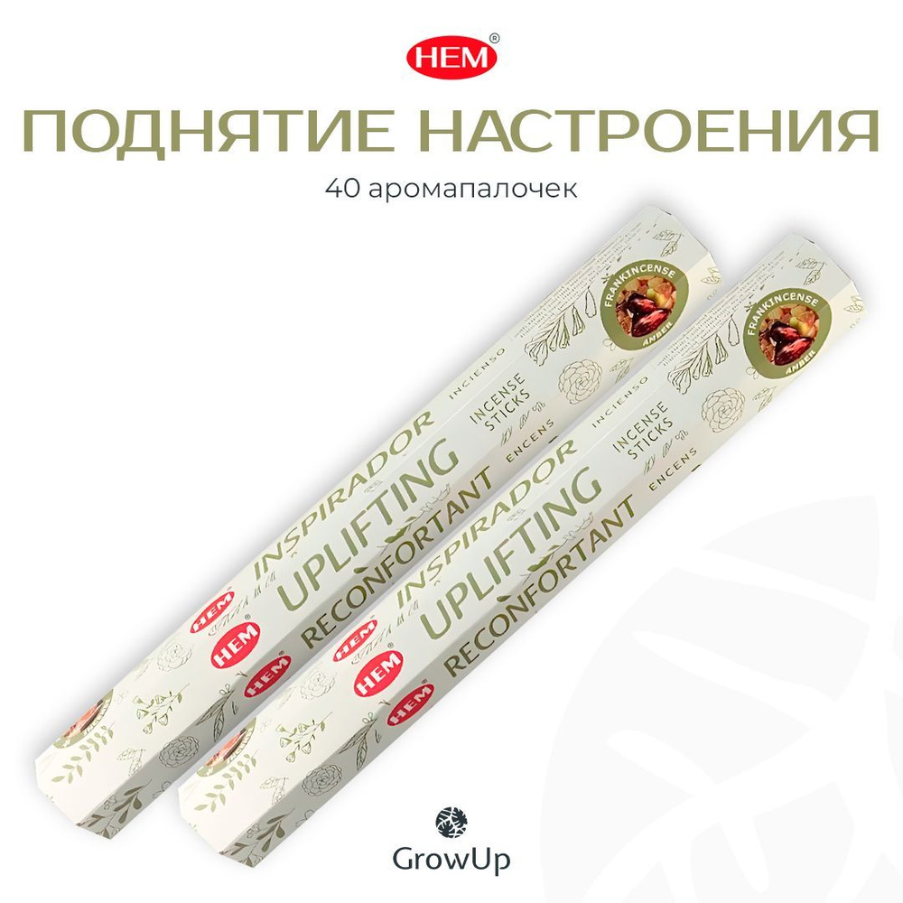 HEM Поднятие настроения - 2 упаковки по 20 шт - ароматические благовония, палочки, Aromatherapy Uplifting #1