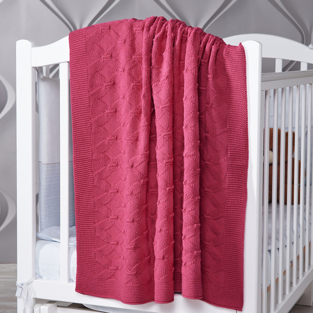 Плед детский вязаный для новорожденных малышей PULLTON 90 х 110 см покрывало хлопок одеяло  #1