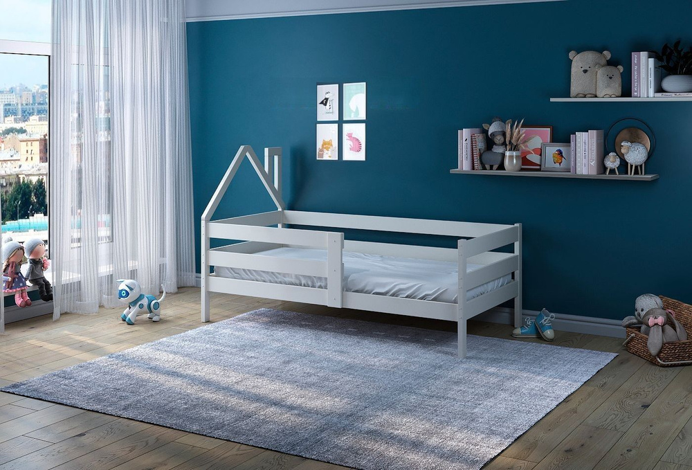 Детская кровать софа Smart Bed 180*90 с плоской крышей слоновая кость  #1