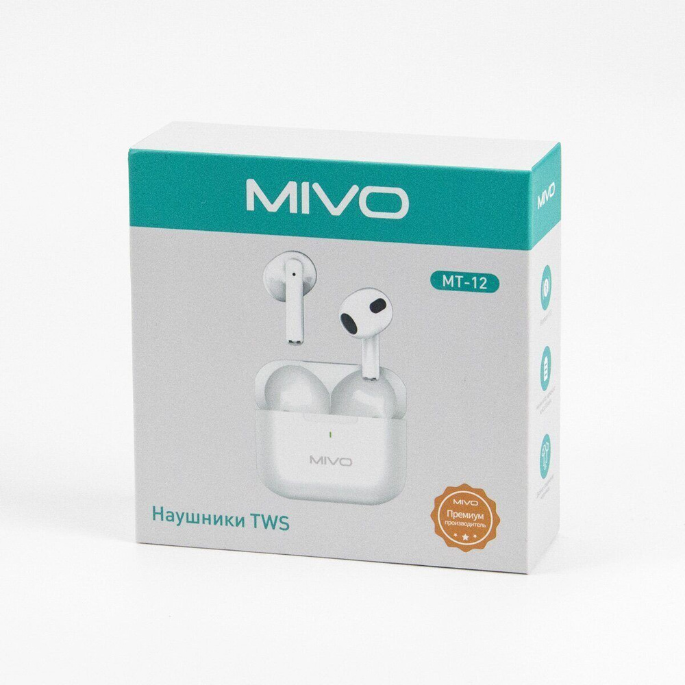 MIVO Наушники беспроводные с микрофоном, Bluetooth, 3.5 мм, белый  #1