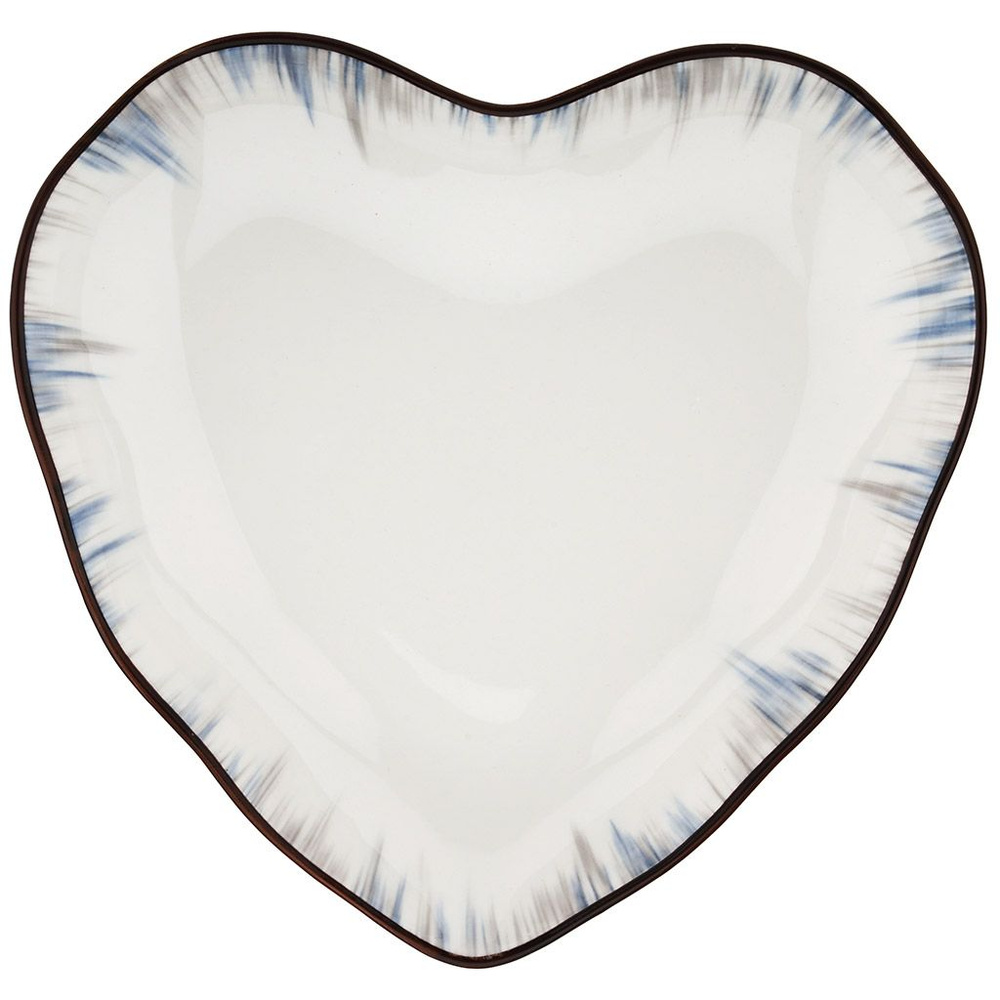Блюдо фарфоровое "Полярные зори", 210х203х38мм, форма "сердце" с деколью, волнистый край  #1