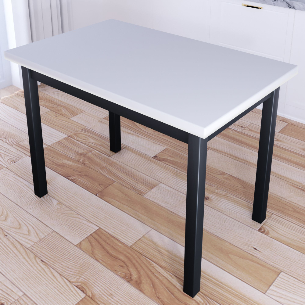 Стол кухонный Классика со столешницей белого цвета из массива сосны 40 мм и ножками цвета антрацит, 90х60х75 #1